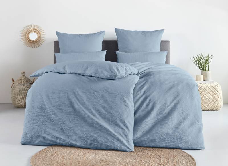andas Bettwäsche »Sari2 in Gr. 135x200 oder 155x220 cm«, (2 tlg.), aus Baumwolle, uni Bettwäsche in Seersucker Qualität ideal für Sommer von andas