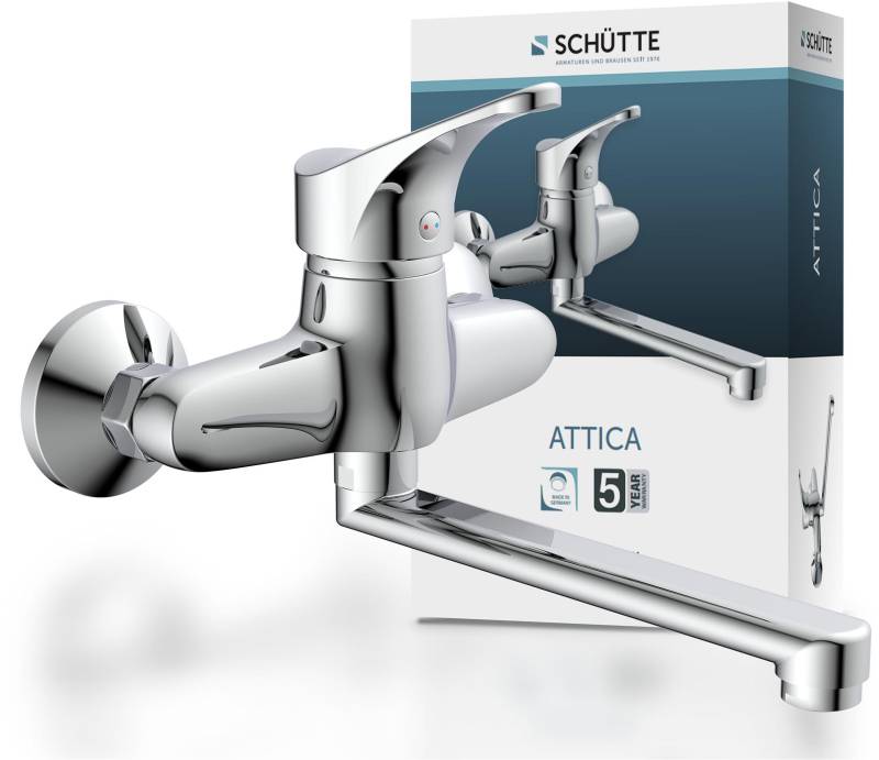 Schütte Spültischarmatur »Attica«, schwenkbarer Wasserhahn Küche für Wandmontage, Chrom, Hochdruck von Schütte