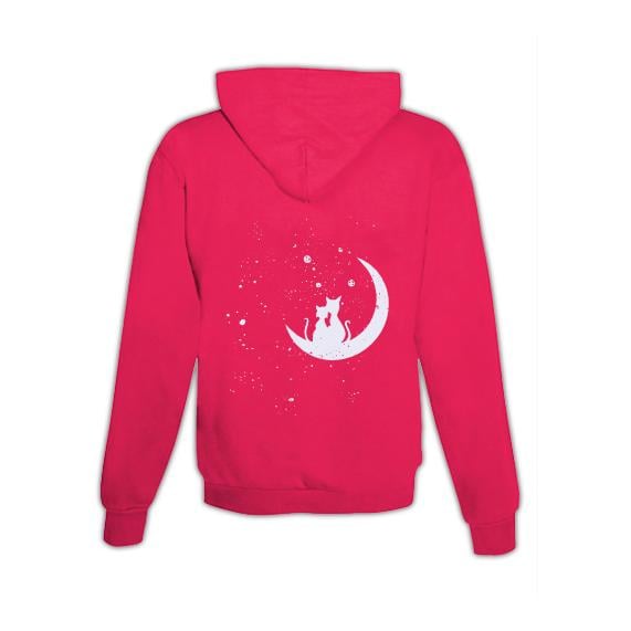 Schwesternuhr Hoodie mit Zipper Cats in Moon Unisex von Schwesternuhr