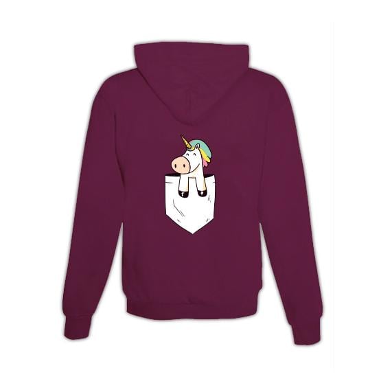 Schwesternuhr Hoodie mit Zipper Einhorn Tasche Unisex von Schwesternuhr