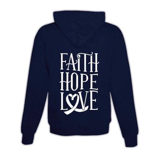 Schwesternuhr Hoodie mit Zipper Faith Hope Love Unisex von Schwesternuhr