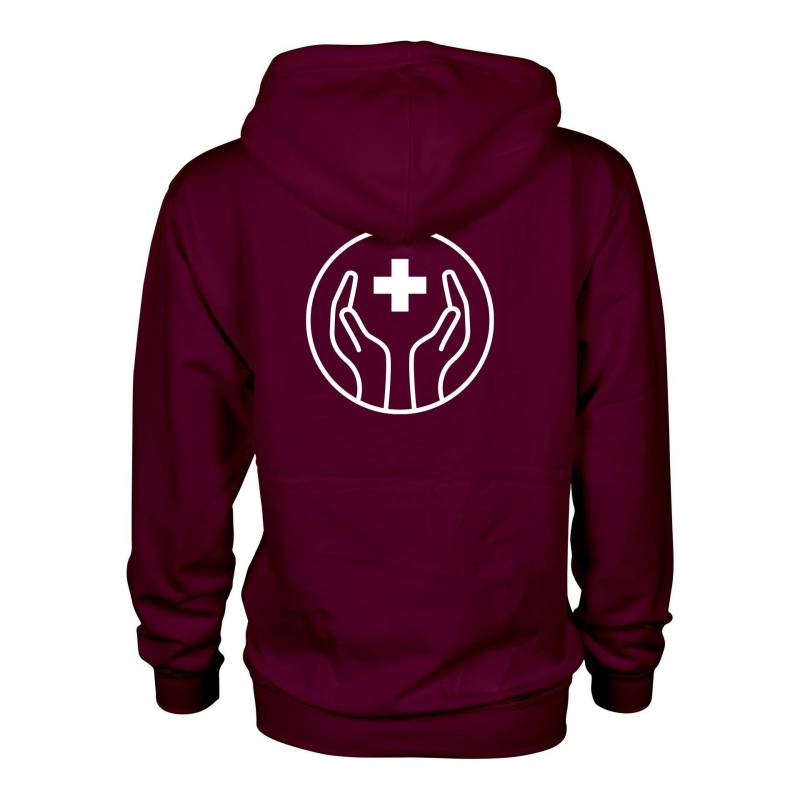 Schwesternuhr Hoodie mit Zipper Hände-Kreuz von Schwesternuhr