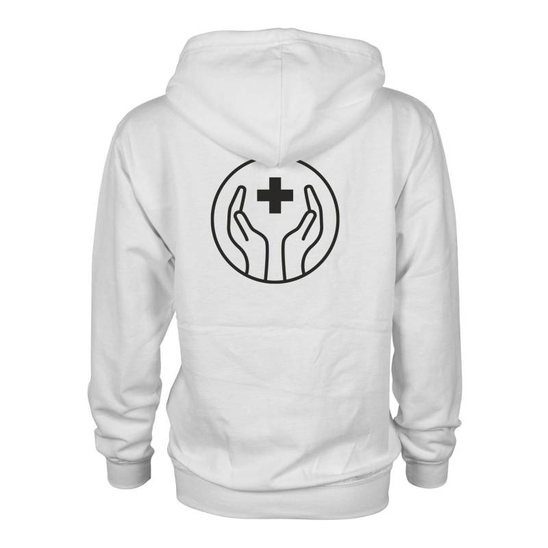 Schwesternuhr Hoodie mit Zipper Hände-Kreuz von Schwesternuhr