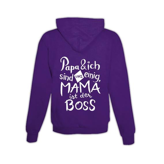 Schwesternuhr Hoodie mit Zipper Mama ist der Boss Unisex von Schwesternuhr