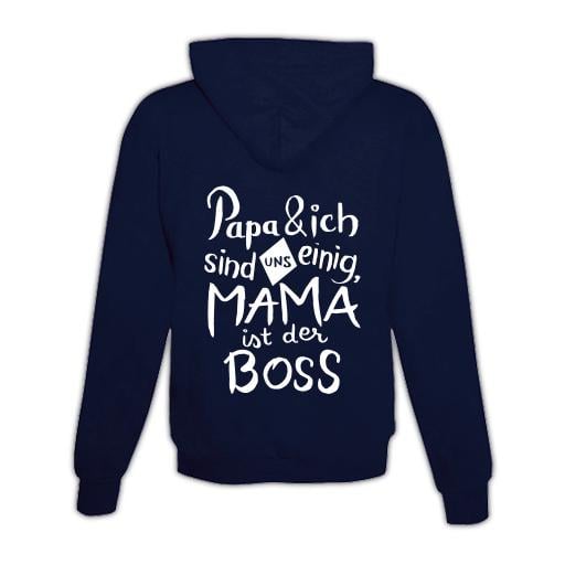 Schwesternuhr Hoodie mit Zipper Mama ist der Boss Unisex von Schwesternuhr