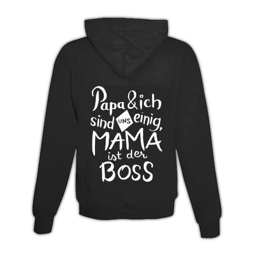 Schwesternuhr Hoodie mit Zipper Mama ist der Boss Unisex von Schwesternuhr