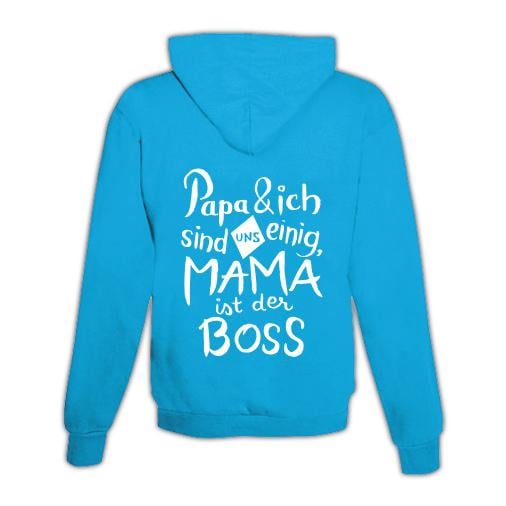 Schwesternuhr Hoodie mit Zipper Mama ist der Boss Unisex von Schwesternuhr