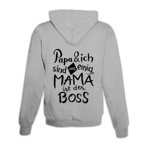 Schwesternuhr Hoodie mit Zipper Mama ist der Boss Unisex von Schwesternuhr