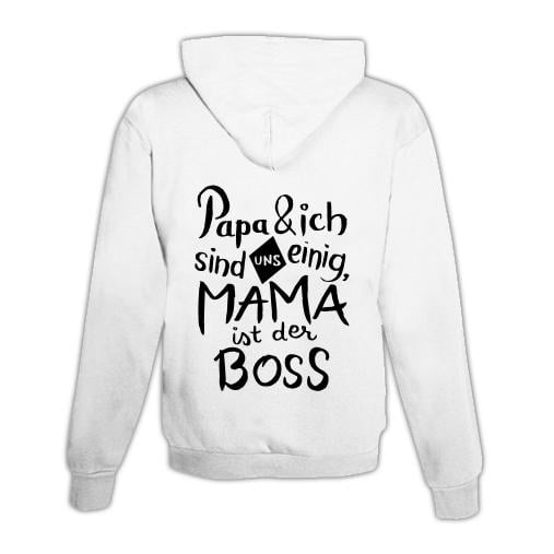 Schwesternuhr Hoodie mit Zipper Mama ist der Boss Unisex von Schwesternuhr