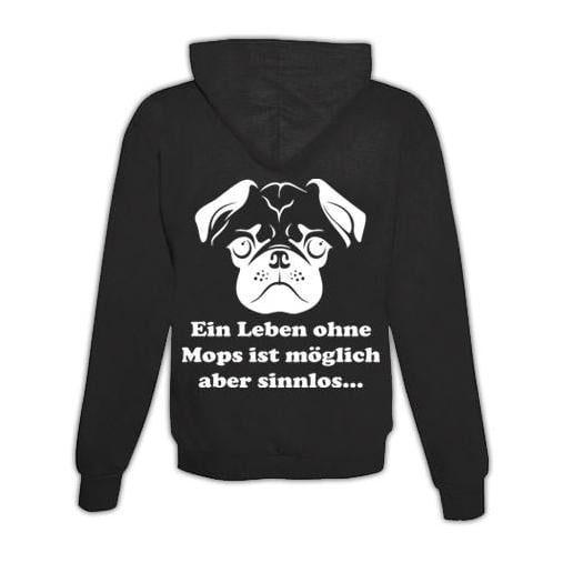 Schwesternuhr Hoodie mit Zipper Mops Unisex von Schwesternuhr