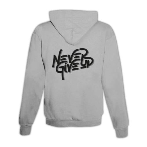 JoyLine Hoodie mit Zipper Never give up Unisex Grösse: XXL, Farbe: Grau von JoyLine