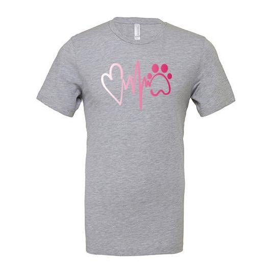 JoyLine T-Shirt Herzschlag Pink Unisex Farbe: Hellgrau, Grösse: S von JoyLine