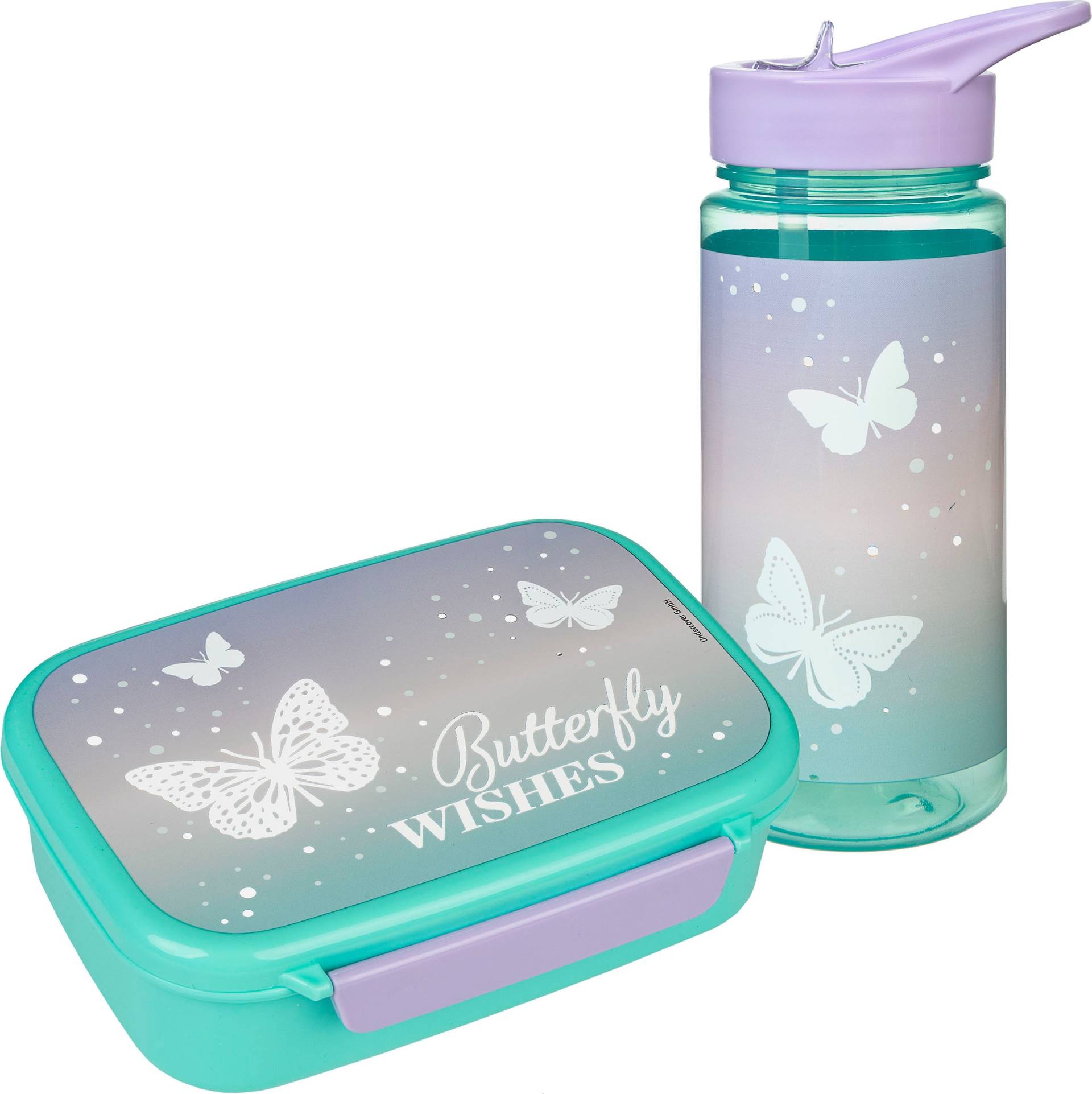 Scooli Lunchbox »Brotzeitdose & Trinkflasche, Butterfly Wishes«, (Set, 2 tlg.) von Scooli