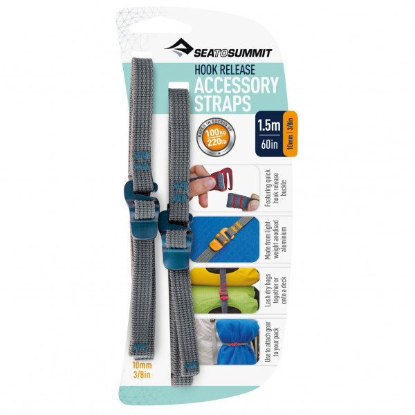 Sea to Summit - Tie Down Accessory Strap with Hook Gr 10 mm - 1,5 m blau von Sea to Summit