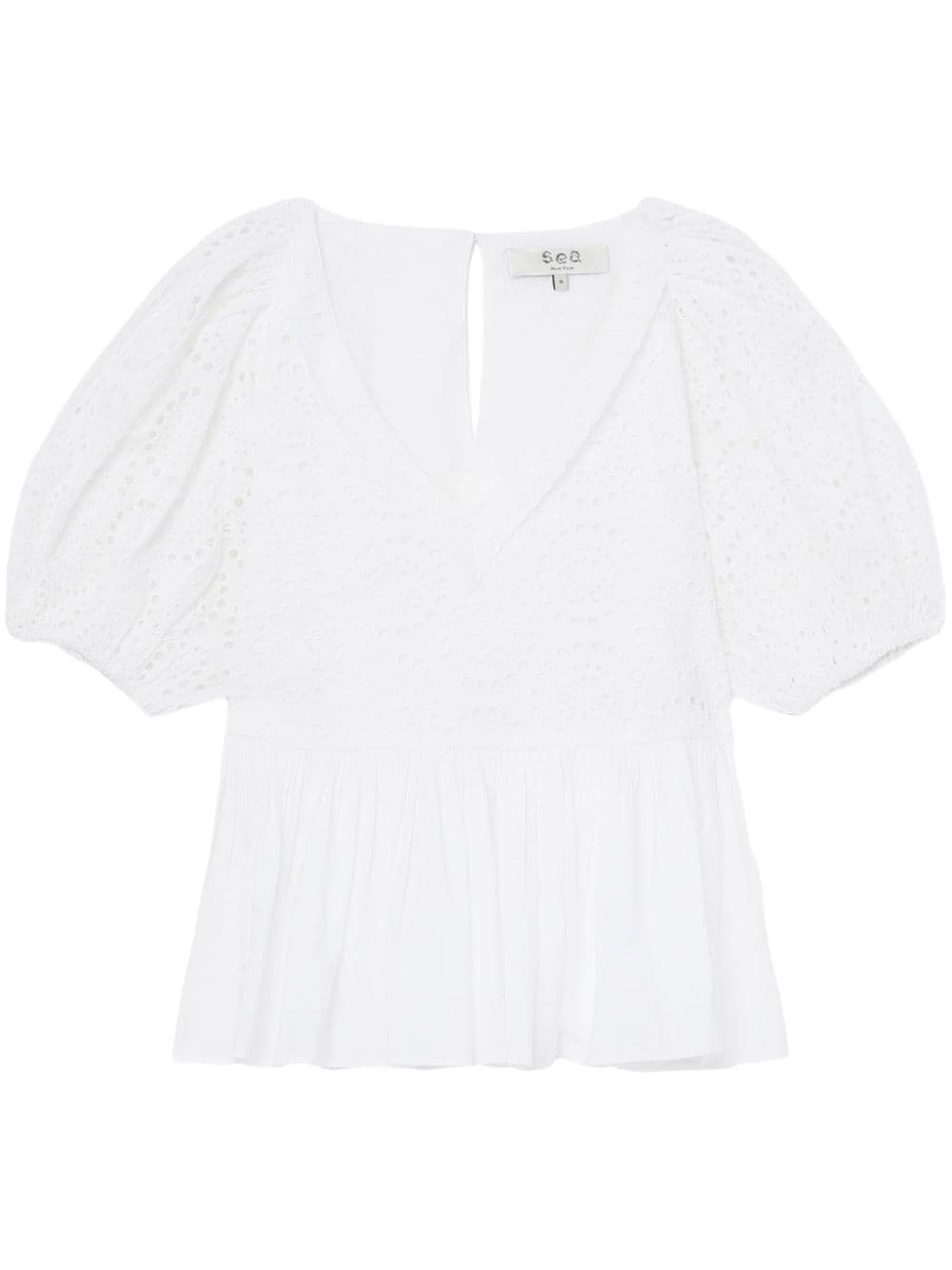 Sea broderie-anglaise puff-sleeve blouse - White von Sea