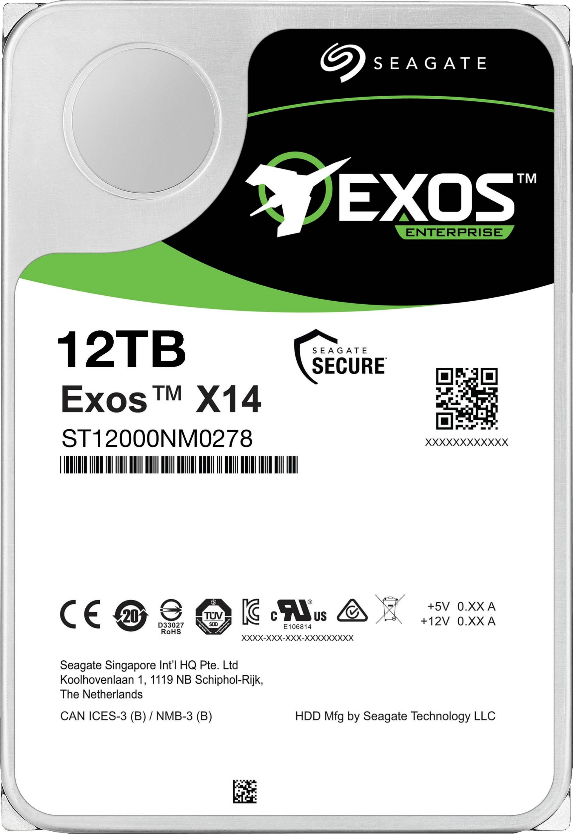 Seagate HDD-NAS-Festplatte »Exos X14 12TB SATA 512e/4Kn«, Anschluss SATA von Seagate