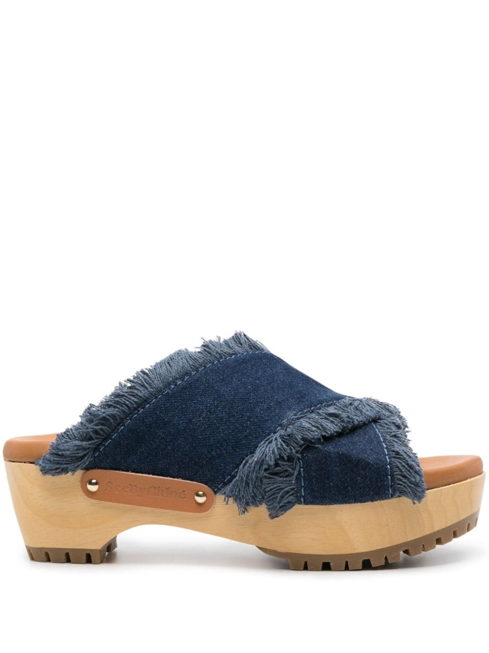 See by Chloé 60mm frayed denim sandals - Blue von See by Chloé