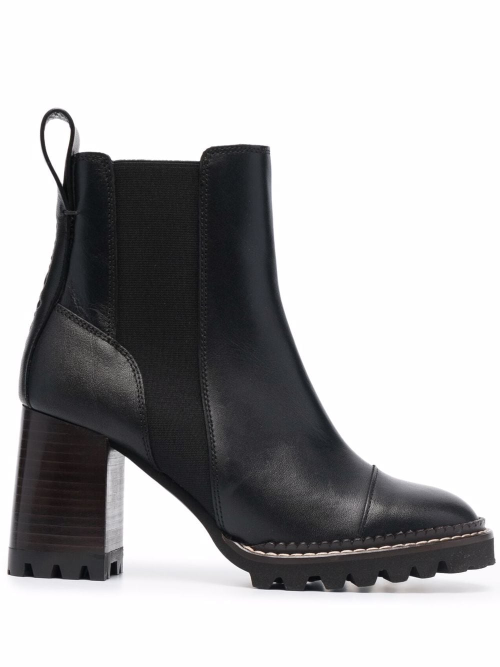 See by Chloé block-heel leather ankle boots - Black von See by Chloé