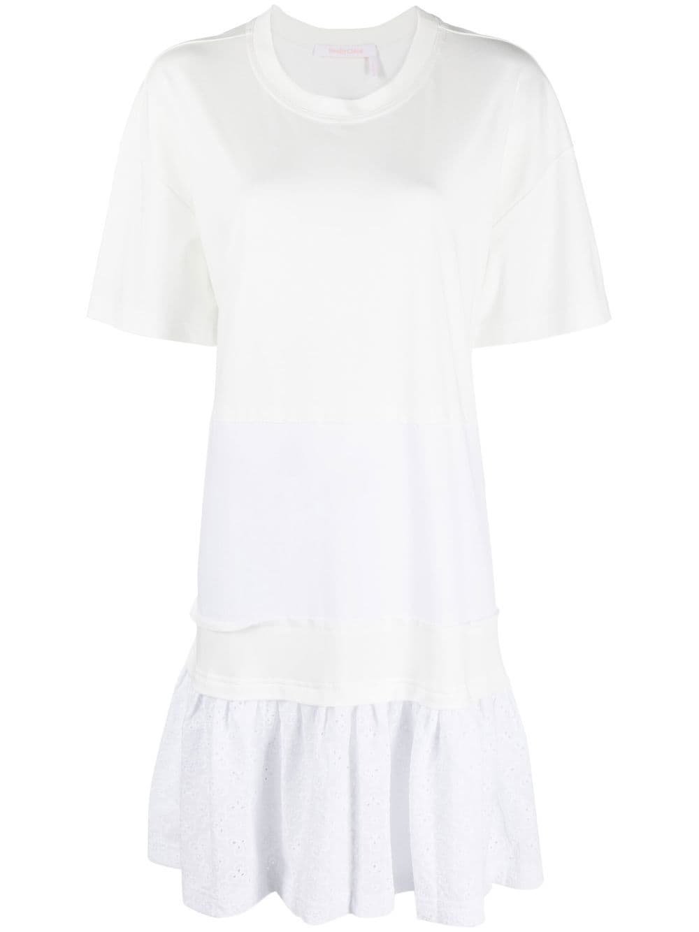See by Chloé broderie-anglaise T-shirt dress - White von See by Chloé