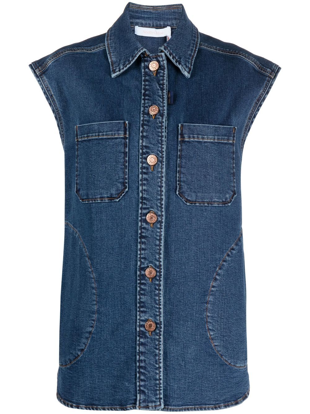 See by Chloé cap-sleeved denim jacket - Blue von See by Chloé