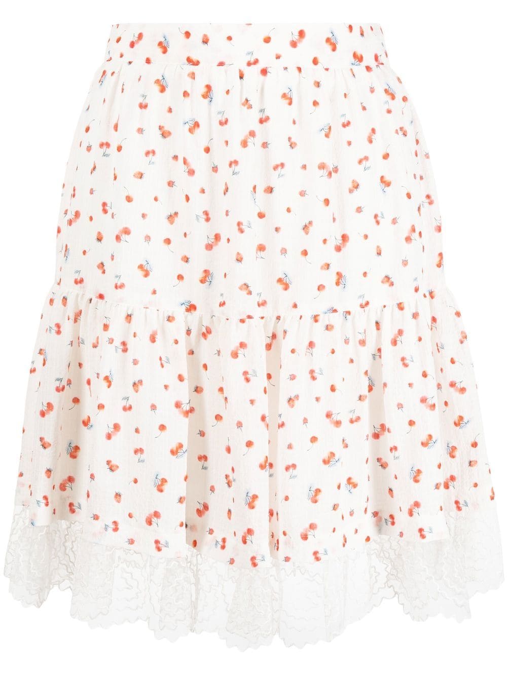 See by Chloé cherry pattern ruched skirt - White von See by Chloé