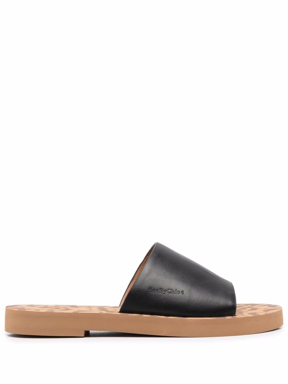 See by Chloé embossed-logo leather slippers - Black von See by Chloé