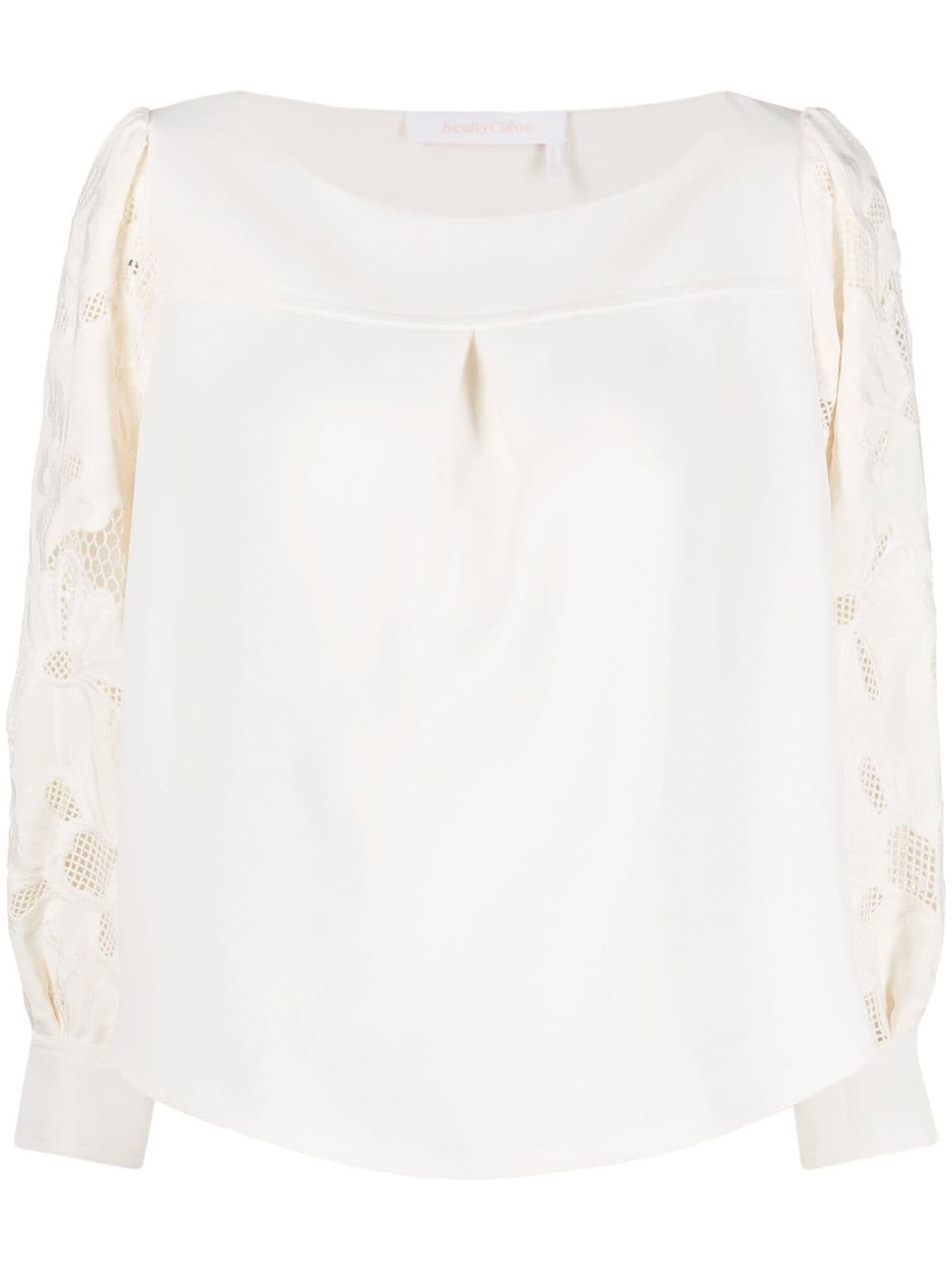 See by Chloé floral embroidered-sleeve blouse - Neutrals von See by Chloé