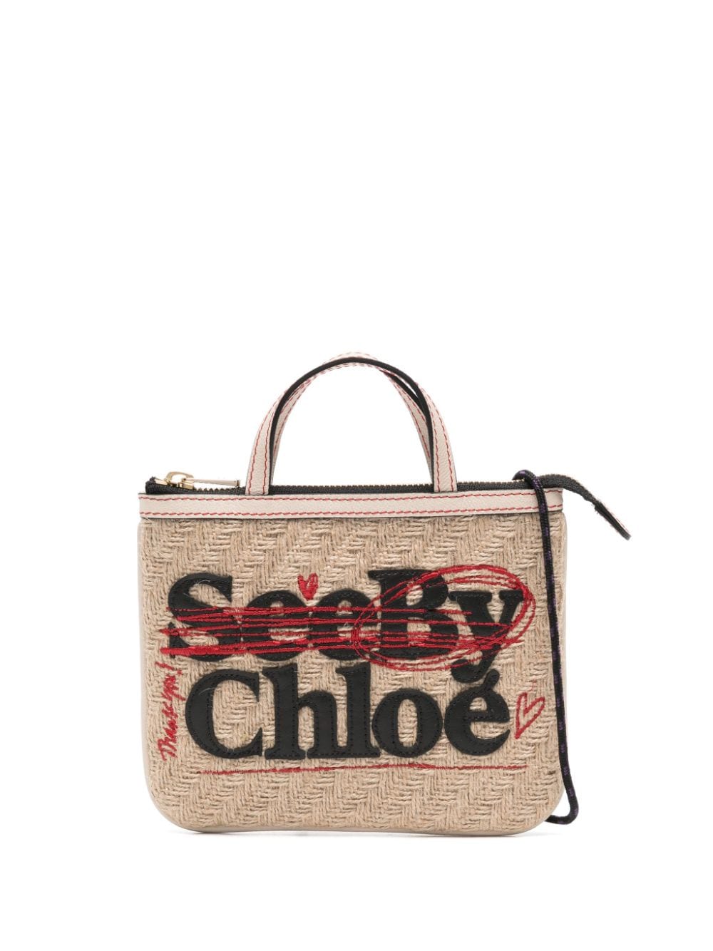 See by Chloé logo-lettering jute crossbody bag - Neutrals von See by Chloé