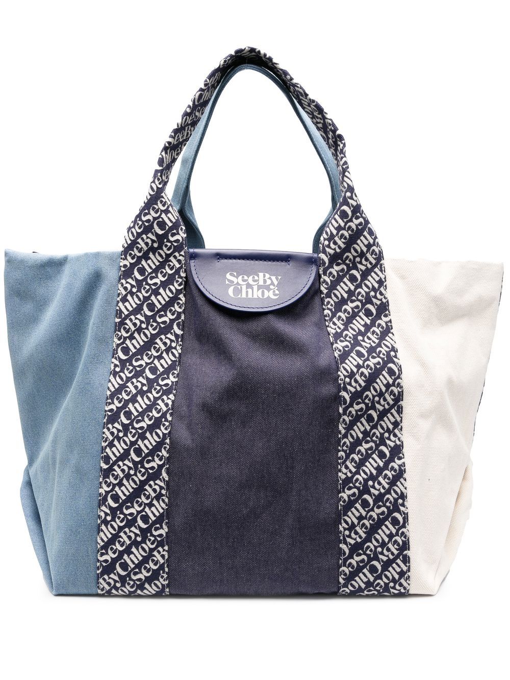 See by Chloé logo print tote bag - Blue von See by Chloé