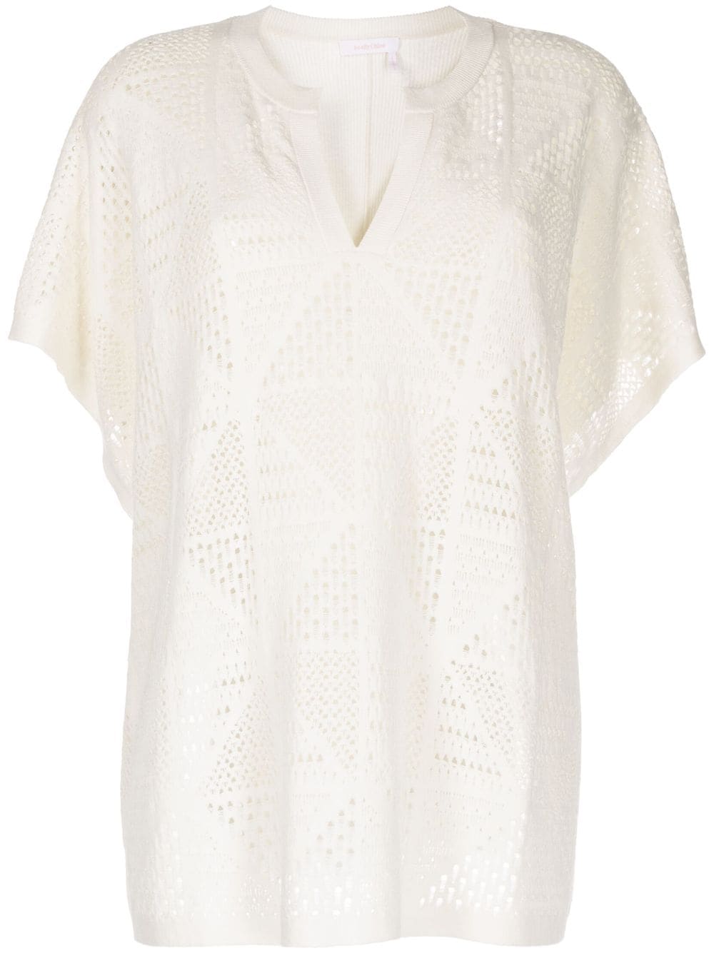 See by Chloé open-knit split-neck top - White von See by Chloé