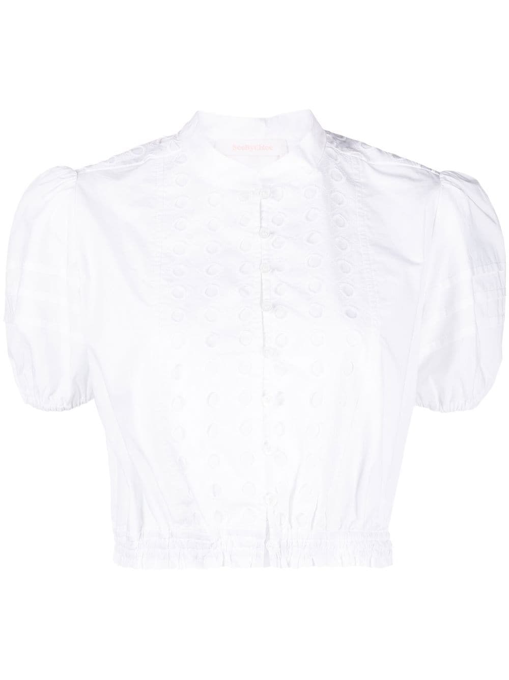 See by Chloé puff-sleeve cropped blouse - White von See by Chloé