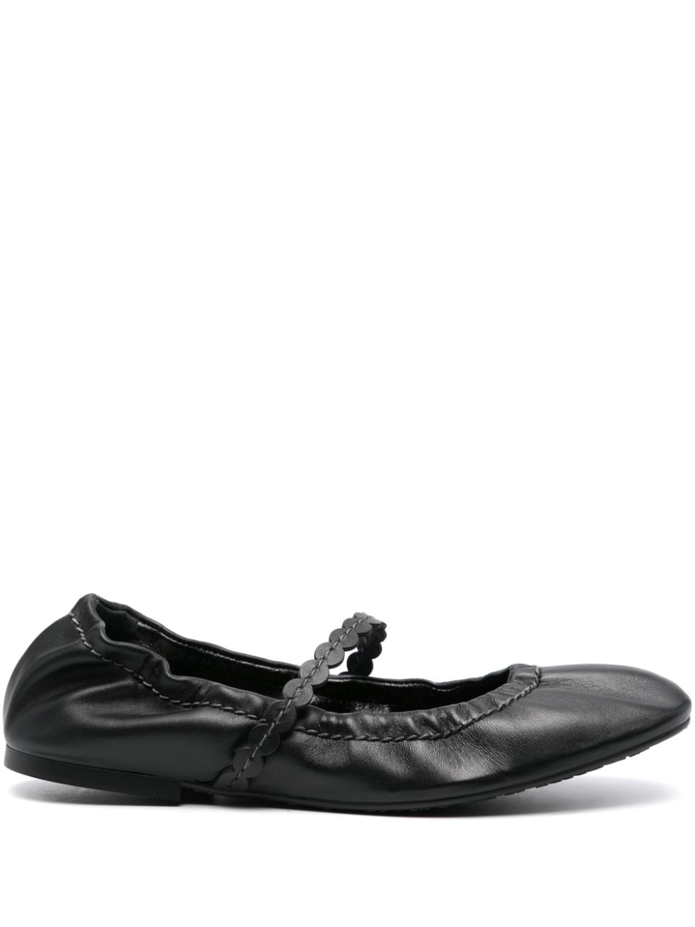 See by Chloé scallop-strap ballerina shoes - Black von See by Chloé