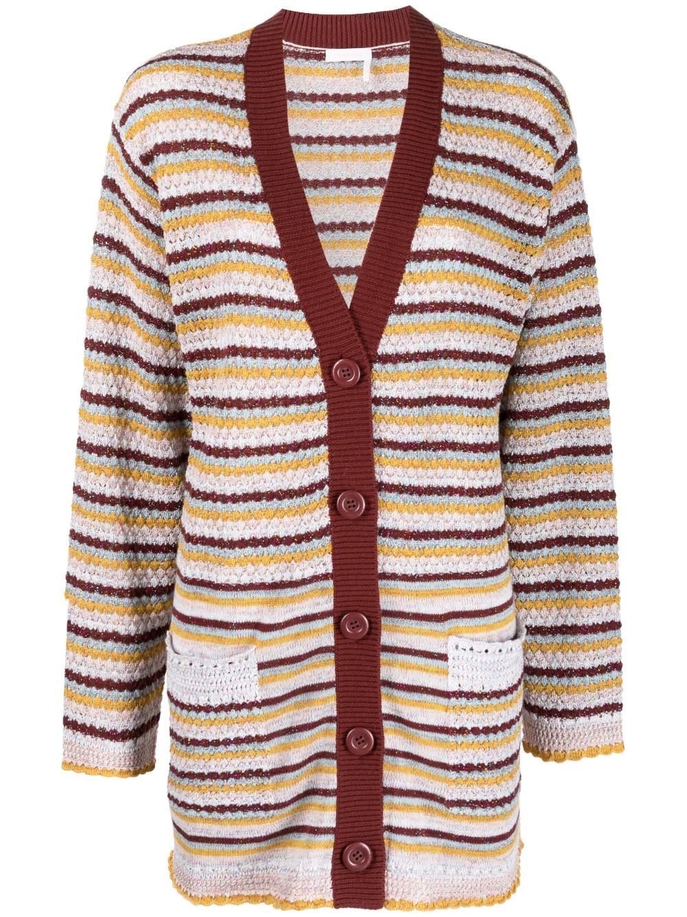 See by Chloé striped knitted cardigan - Red von See by Chloé