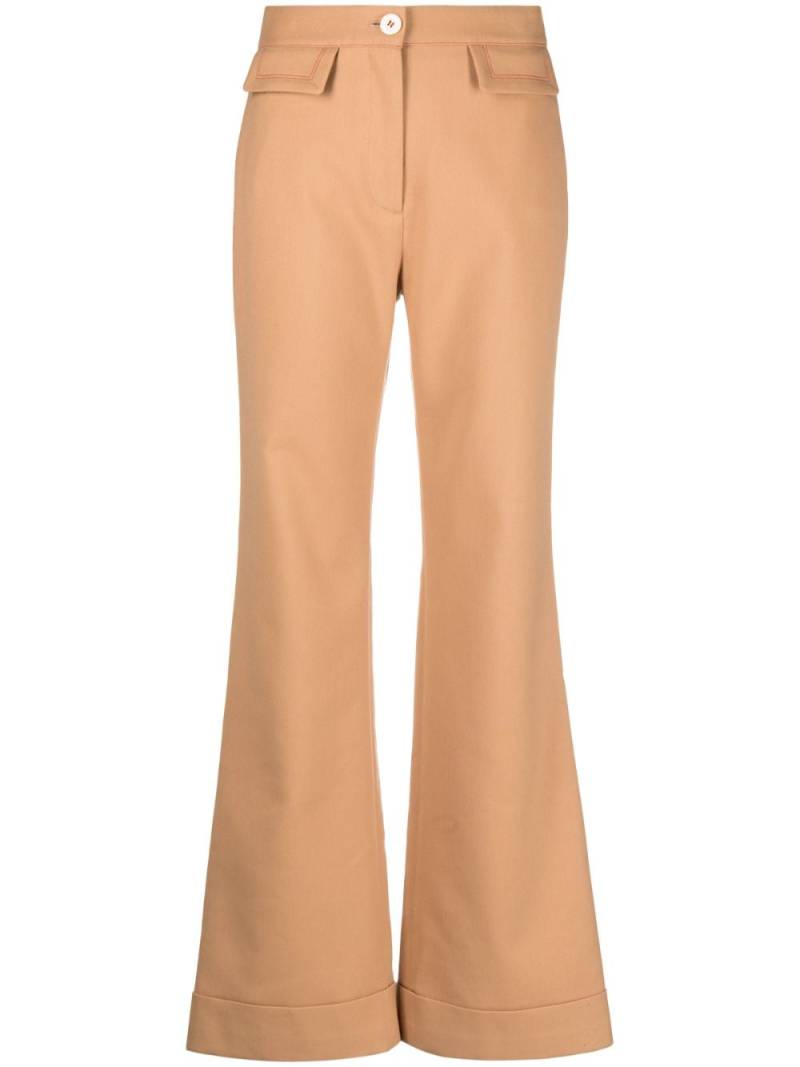 See by Chloé high-waisted flared cotton trousers - Neutrals von See by Chloé
