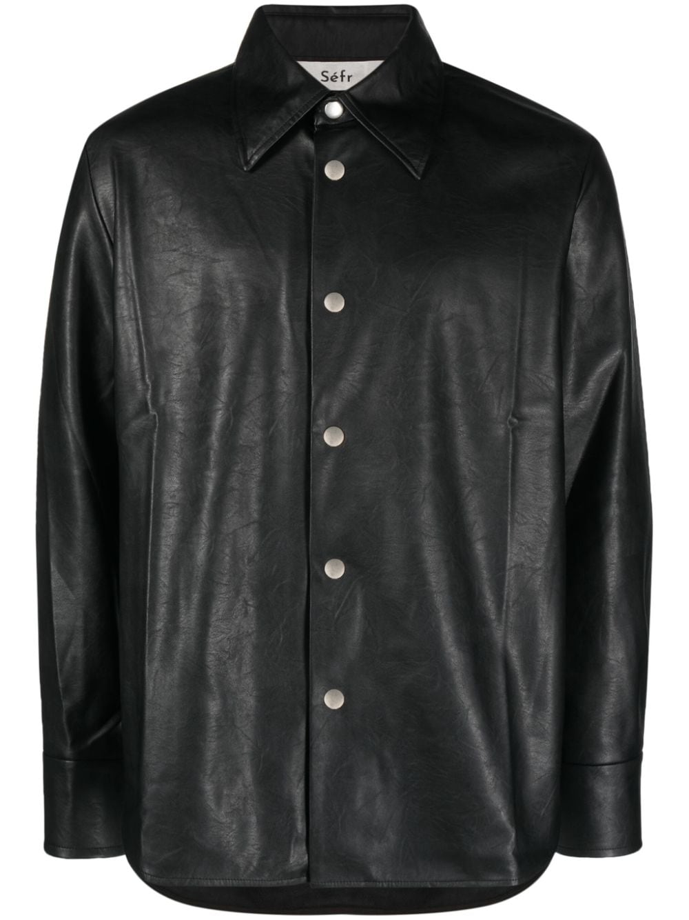 Séfr cracked-texture button-up shirt - Black von Séfr