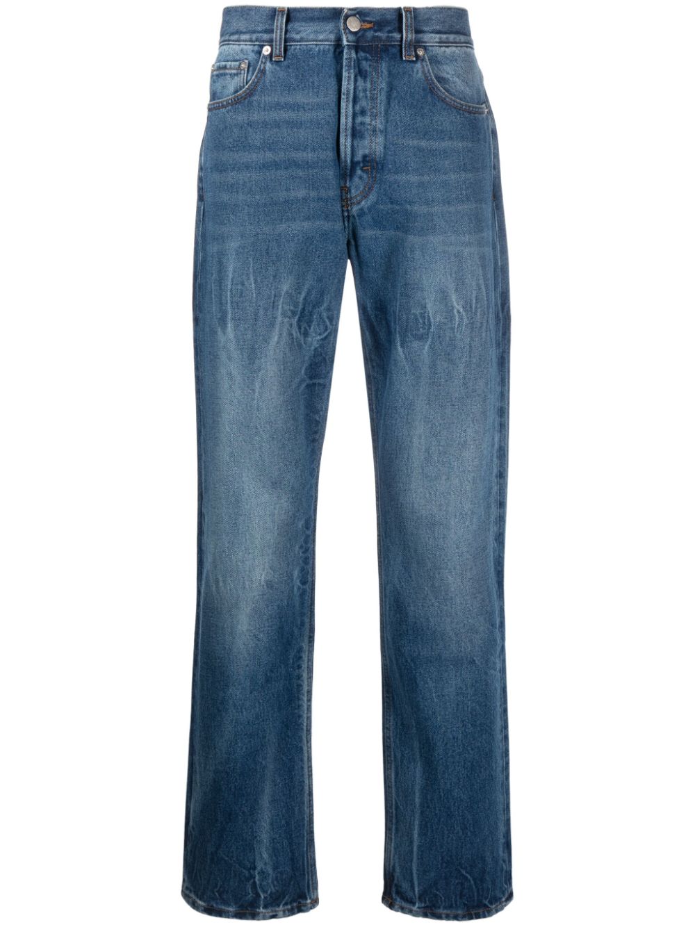 Séfr logo-patch straight-leg jeans - Blue von Séfr