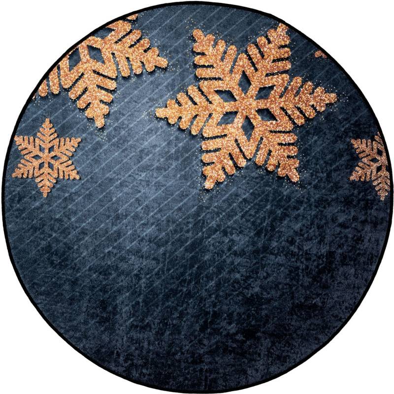 Sehrazat Teppich »Christmas 1227«, rund, 5 mm Höhe, Weihnachten, waschbar, Unterlage Weihnachtsbaum von Sehrazat