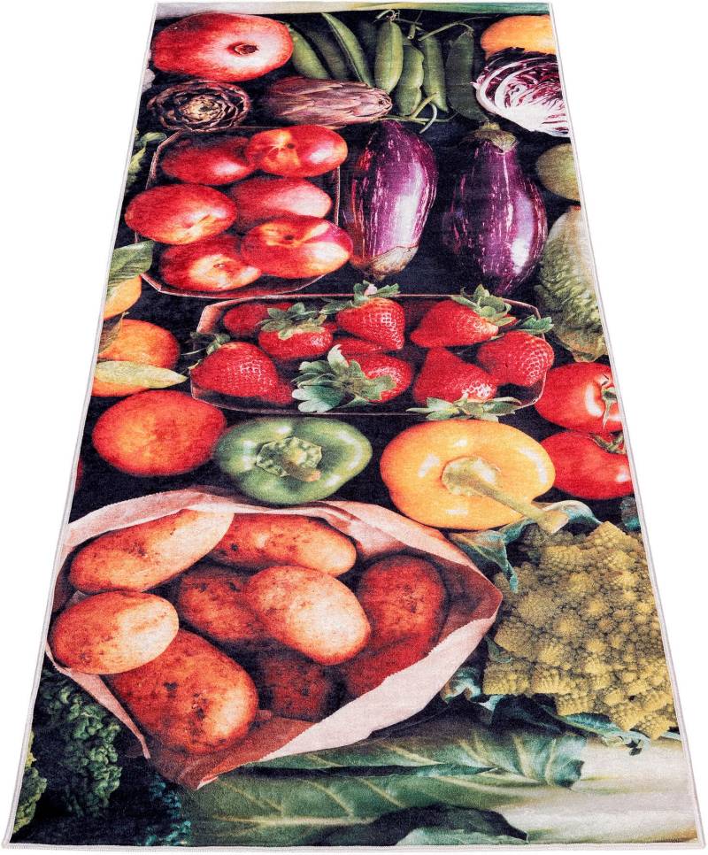 Sehrazat Teppich »Kitchen 3080«, rechteckig, 6 mm Höhe, Küchenläufer, Küchenteppich, Motiv Gemüse, waschbar von Sehrazat