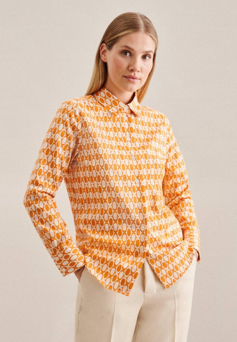 Hemdbluse Geometrische Muster Langarm Kragen Damen Orange 36 von Seidensticker