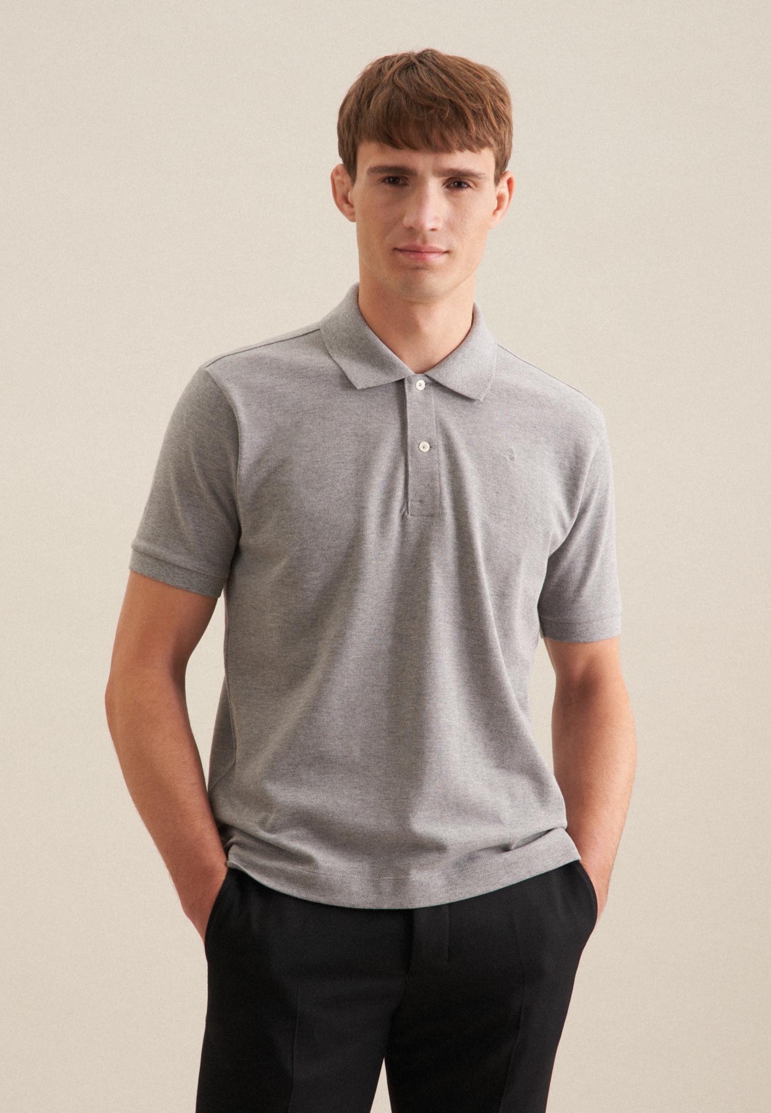 Polo Regular Fit Kurzarm Uni Herren Taubengrau L von Seidensticker