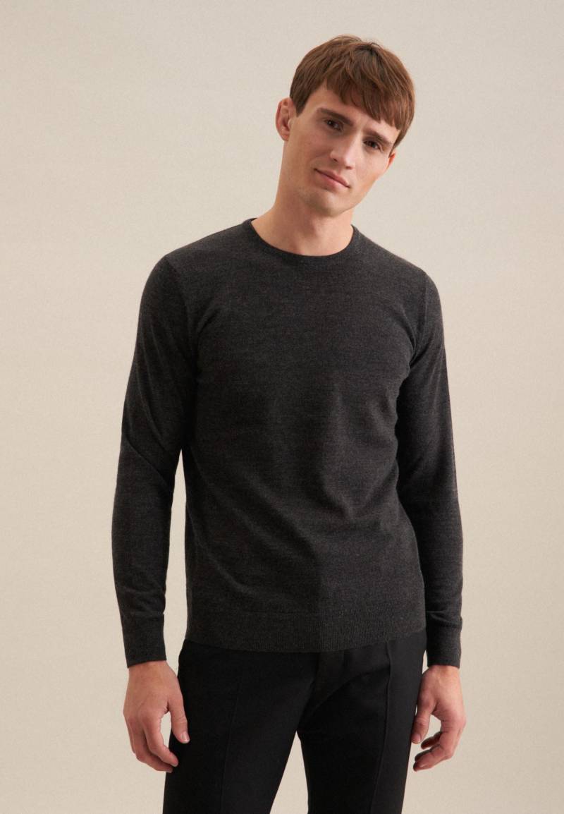 Pullover Regular Fit Langarm Uni Herren Taubengrau M von Seidensticker