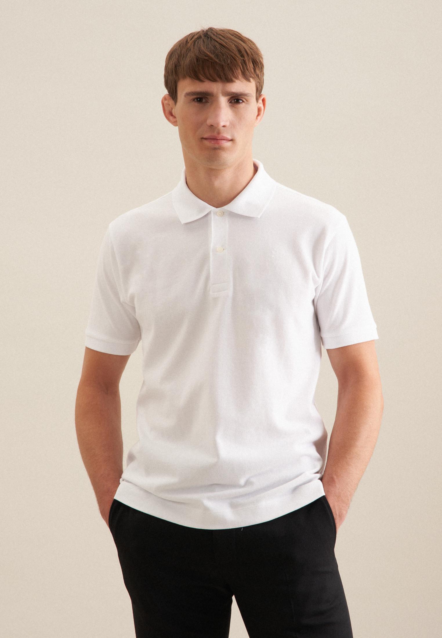 Polo Regular Fit Kurzarm Uni Herren Weiss S von Seidensticker