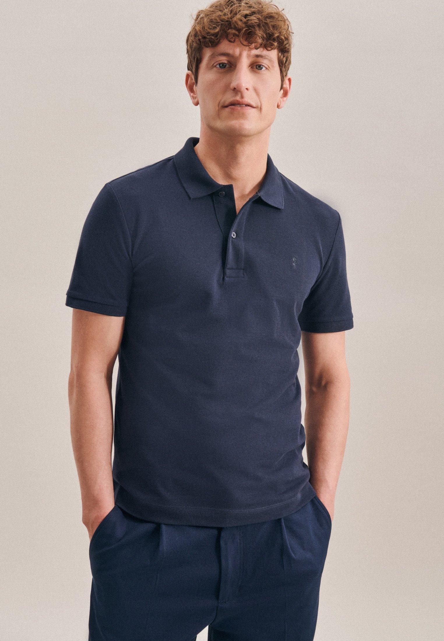 Polo-shirt Slim Fit Kurzarm Uni Herren Horizon Blue XXL von Seidensticker