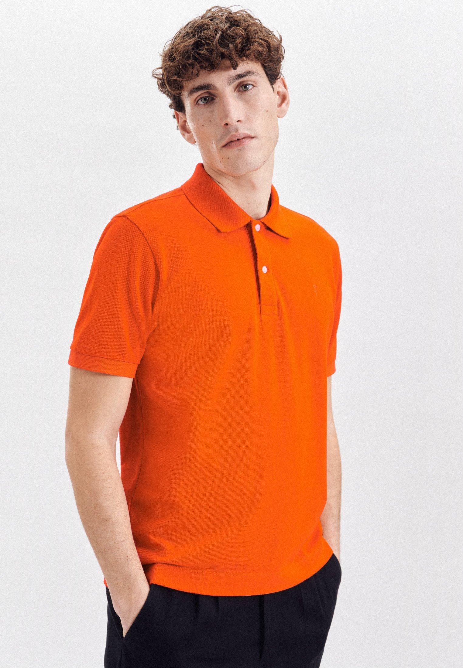 Polo Regular Fit Kurzarm Uni Herren Orange M von Seidensticker