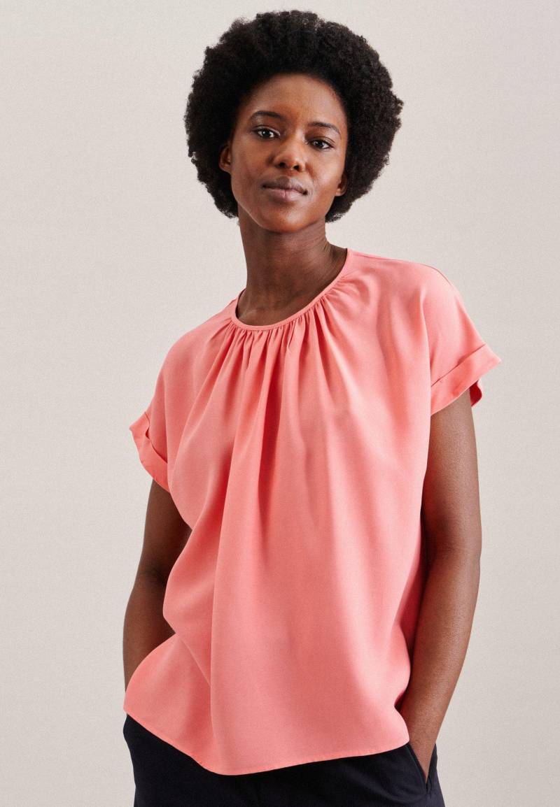 Shirtbluse Uni Kurzarm Rundhals Damen Pink 36 von Seidensticker