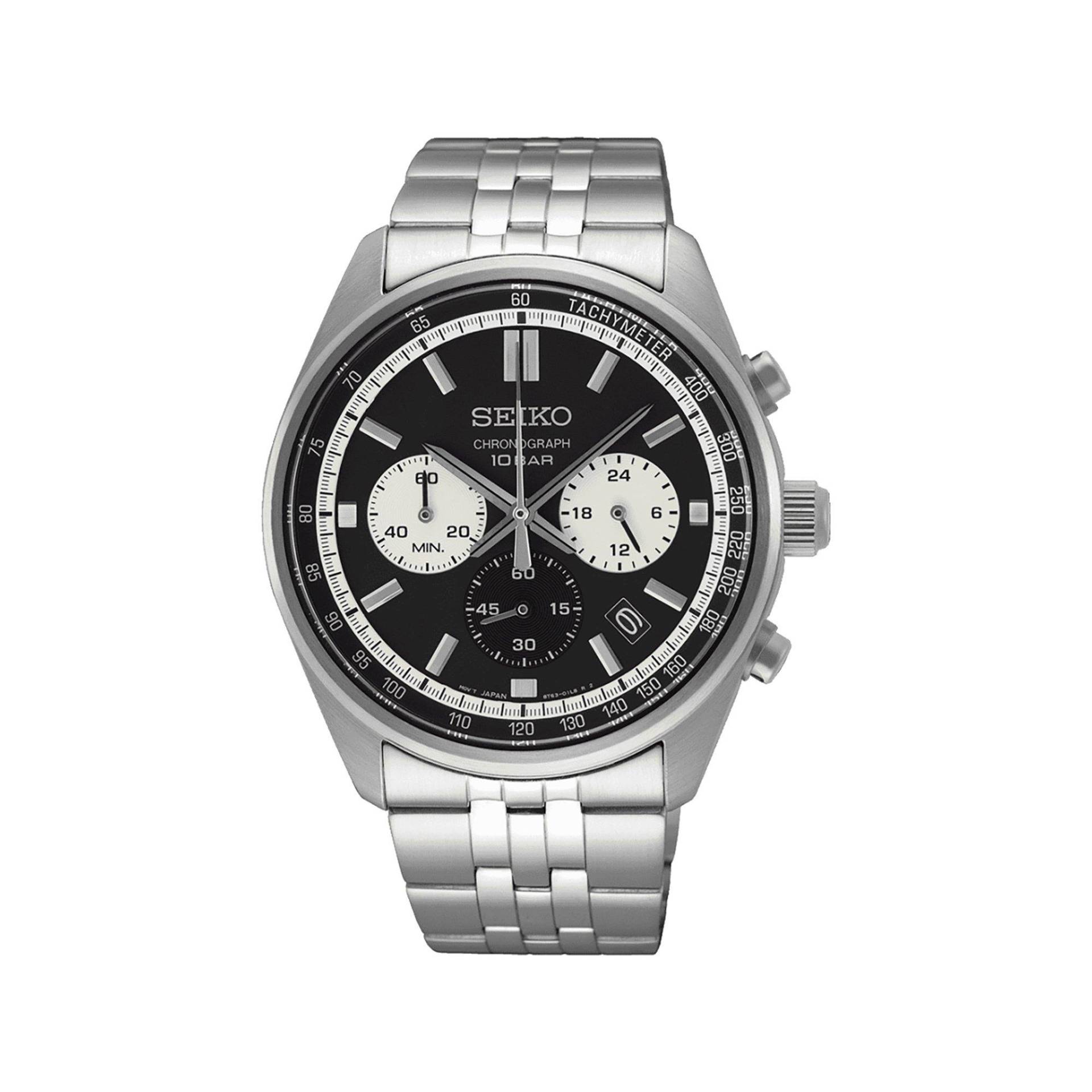 Chronograph Uhr Herren Silber 42mm von Seiko
