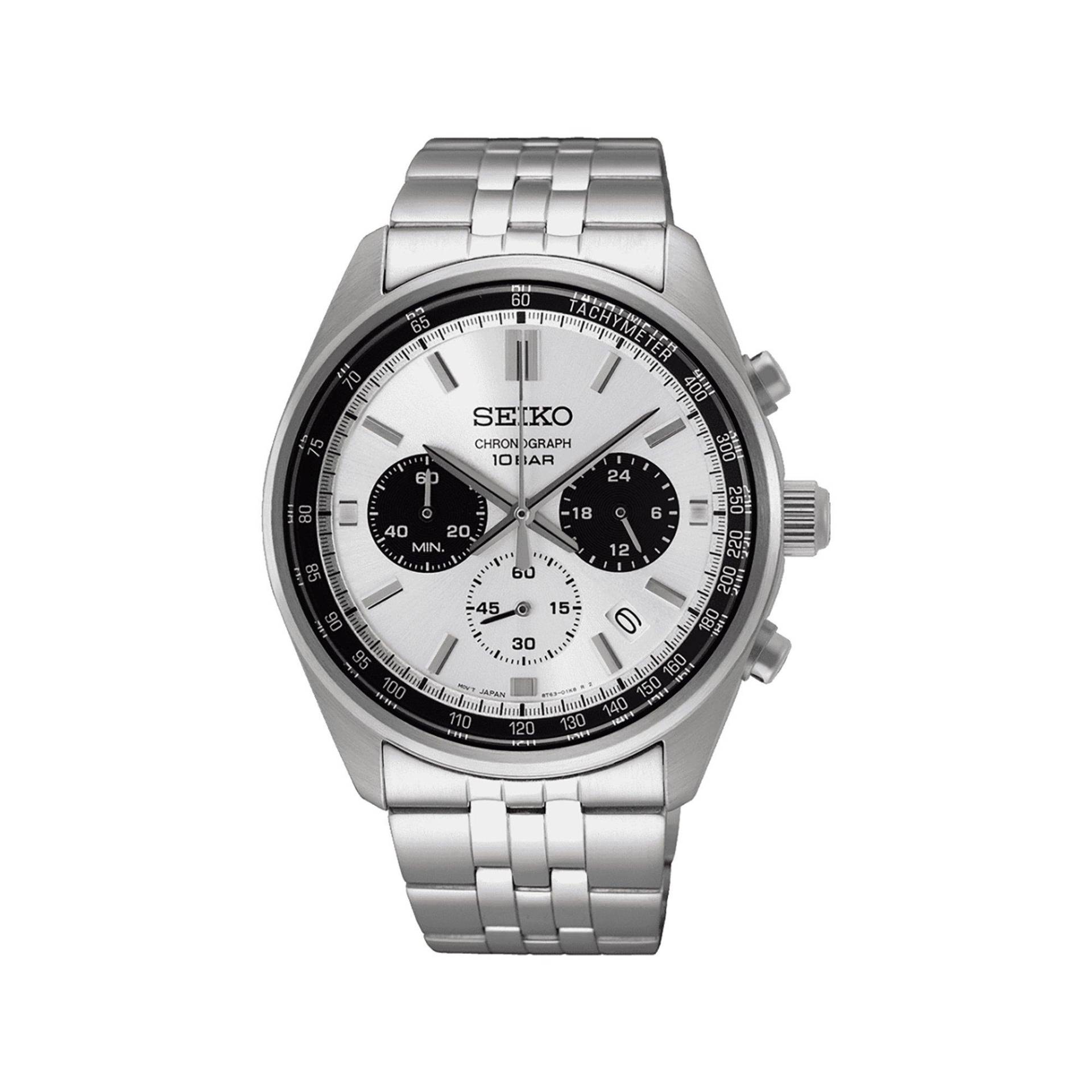 Chronograph Uhr Herren Silber 42mm von Seiko