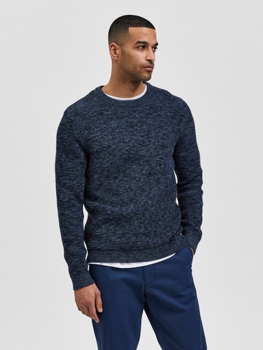 SELECTED HOMME Rundhalspullover »SLHVINCE LS KNIT BUBBLE CREW NECK NOOS« von Selected Homme