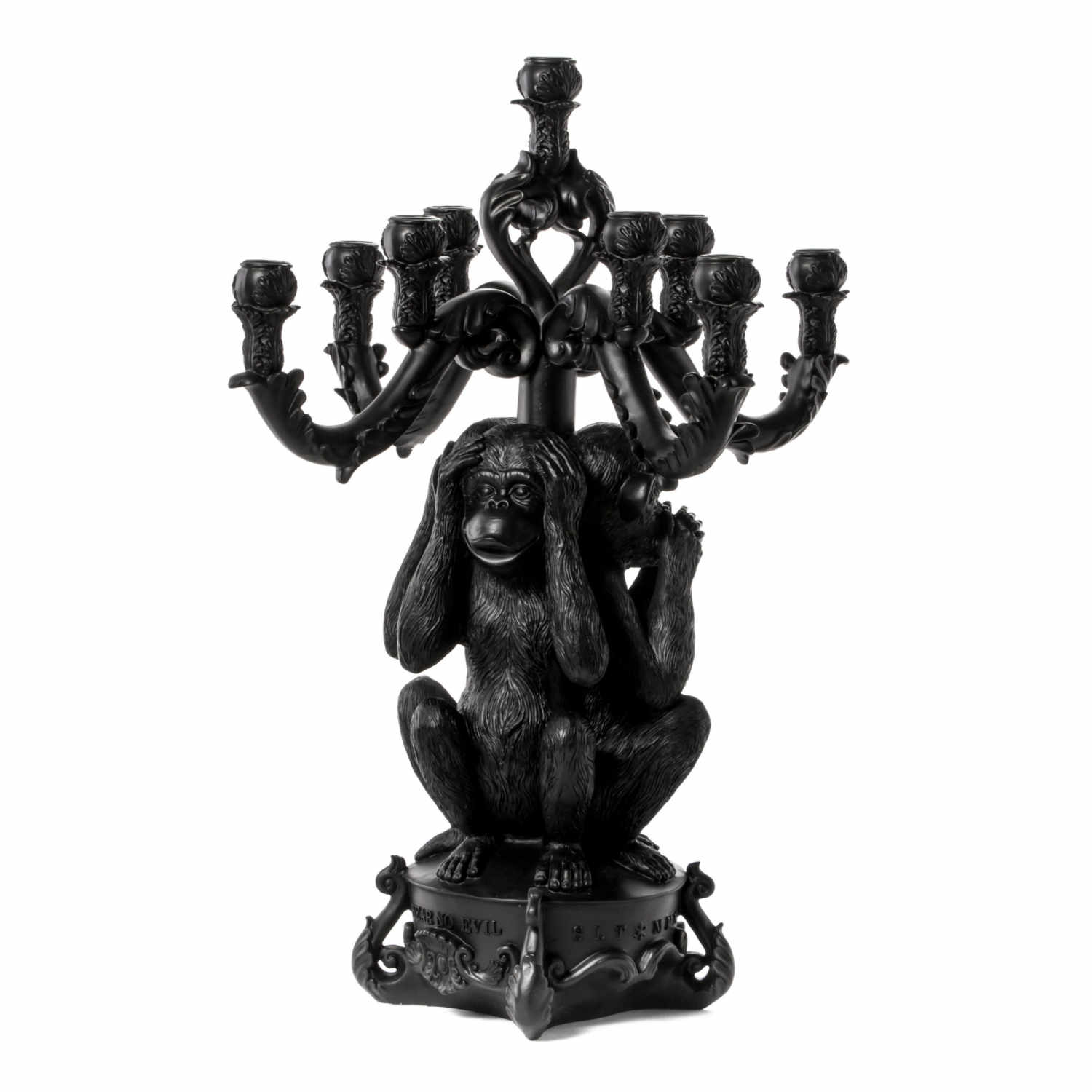 Giant Burlesque 3 Monkeys Kerzenständer, Farbe schwarz Giant Burlesque 3 Monkeys Kerzenständer, Farbe schwarz von Seletti