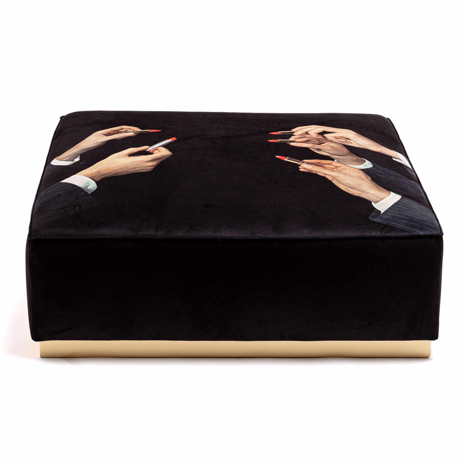 Pouf Toiletpaper Hocker, Motiv lipsticks black von Seletti